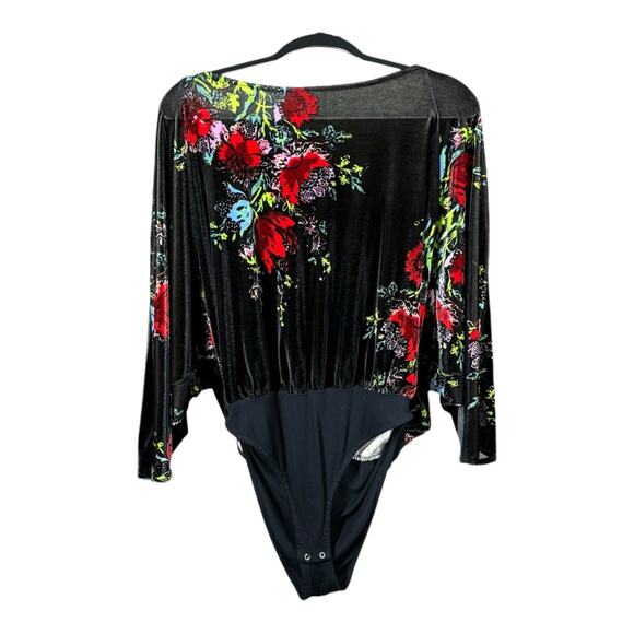 Free People Babe Stretch Floral Velvet Bodysuit - Picture 4 of 6